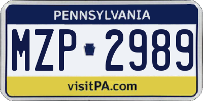 PA license plate MZP2989