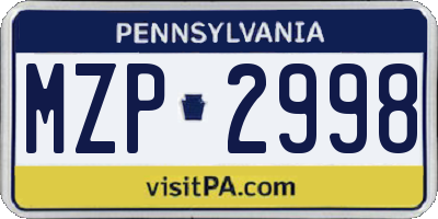 PA license plate MZP2998