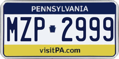 PA license plate MZP2999