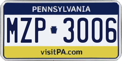 PA license plate MZP3006