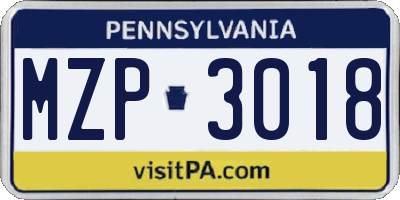 PA license plate MZP3018
