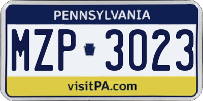 PA license plate MZP3023