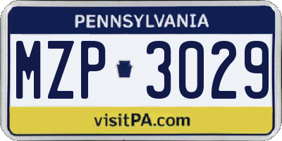 PA license plate MZP3029