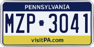 PA license plate MZP3041