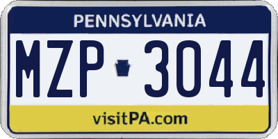 PA license plate MZP3044
