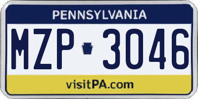 PA license plate MZP3046