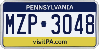 PA license plate MZP3048