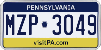 PA license plate MZP3049