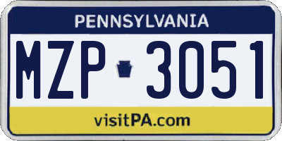 PA license plate MZP3051