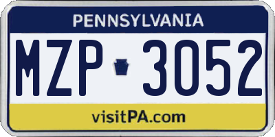 PA license plate MZP3052
