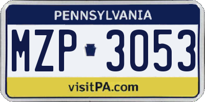 PA license plate MZP3053