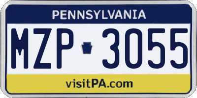 PA license plate MZP3055