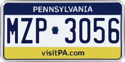 PA license plate MZP3056