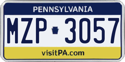 PA license plate MZP3057