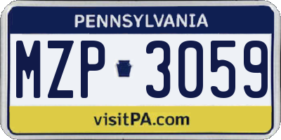 PA license plate MZP3059