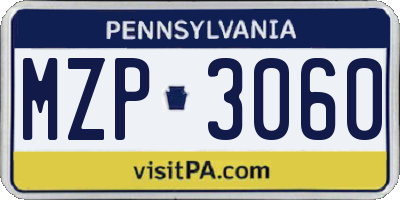PA license plate MZP3060