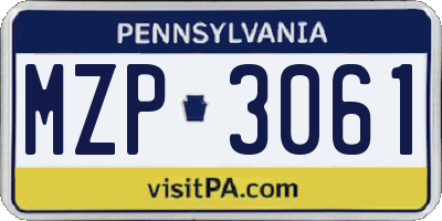 PA license plate MZP3061