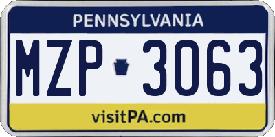 PA license plate MZP3063