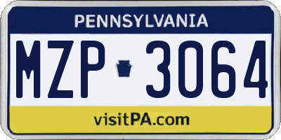PA license plate MZP3064