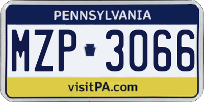 PA license plate MZP3066