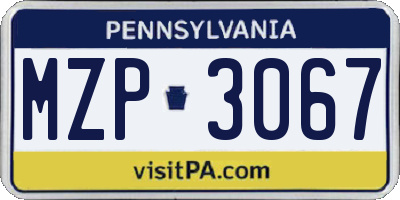 PA license plate MZP3067