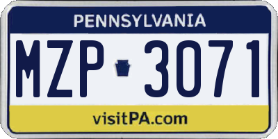 PA license plate MZP3071