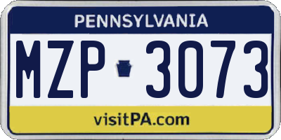 PA license plate MZP3073