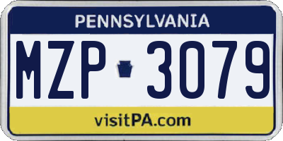 PA license plate MZP3079