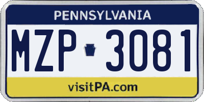 PA license plate MZP3081