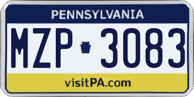 PA license plate MZP3083
