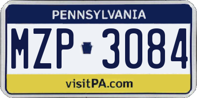 PA license plate MZP3084