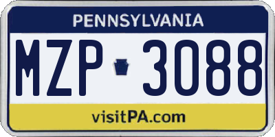 PA license plate MZP3088
