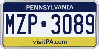 PA license plate MZP3089