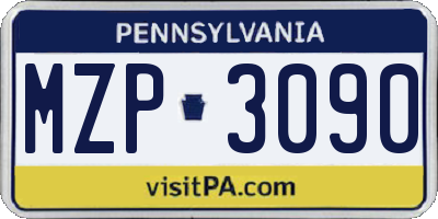 PA license plate MZP3090