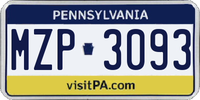 PA license plate MZP3093