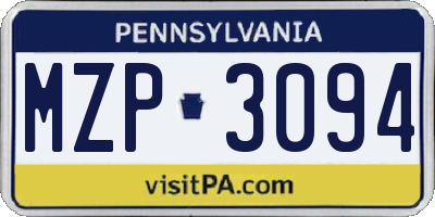 PA license plate MZP3094