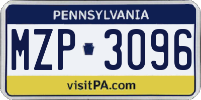 PA license plate MZP3096