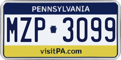 PA license plate MZP3099