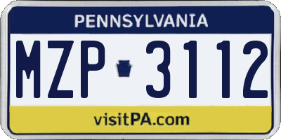 PA license plate MZP3112