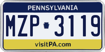 PA license plate MZP3119