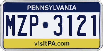 PA license plate MZP3121