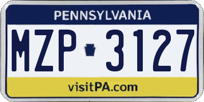 PA license plate MZP3127