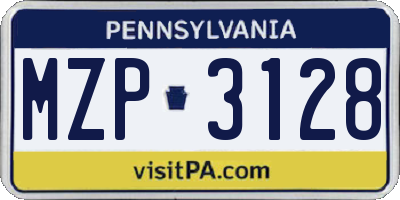 PA license plate MZP3128