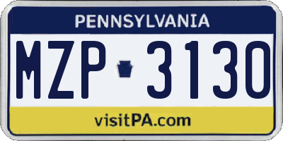 PA license plate MZP3130