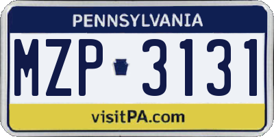 PA license plate MZP3131