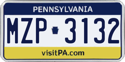 PA license plate MZP3132
