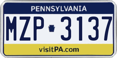 PA license plate MZP3137