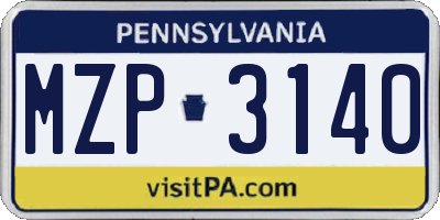 PA license plate MZP3140