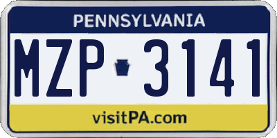 PA license plate MZP3141