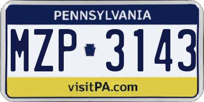 PA license plate MZP3143